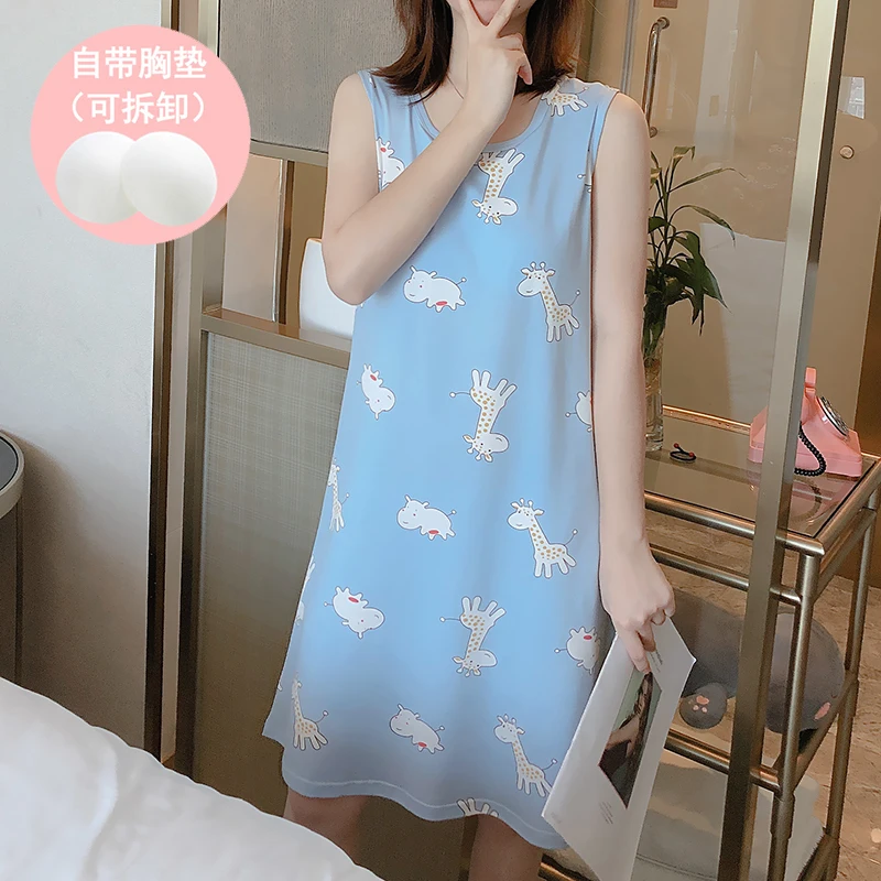 Ночная рубашка женская летняя Студенческая с коротким рукавом Милая подкладом