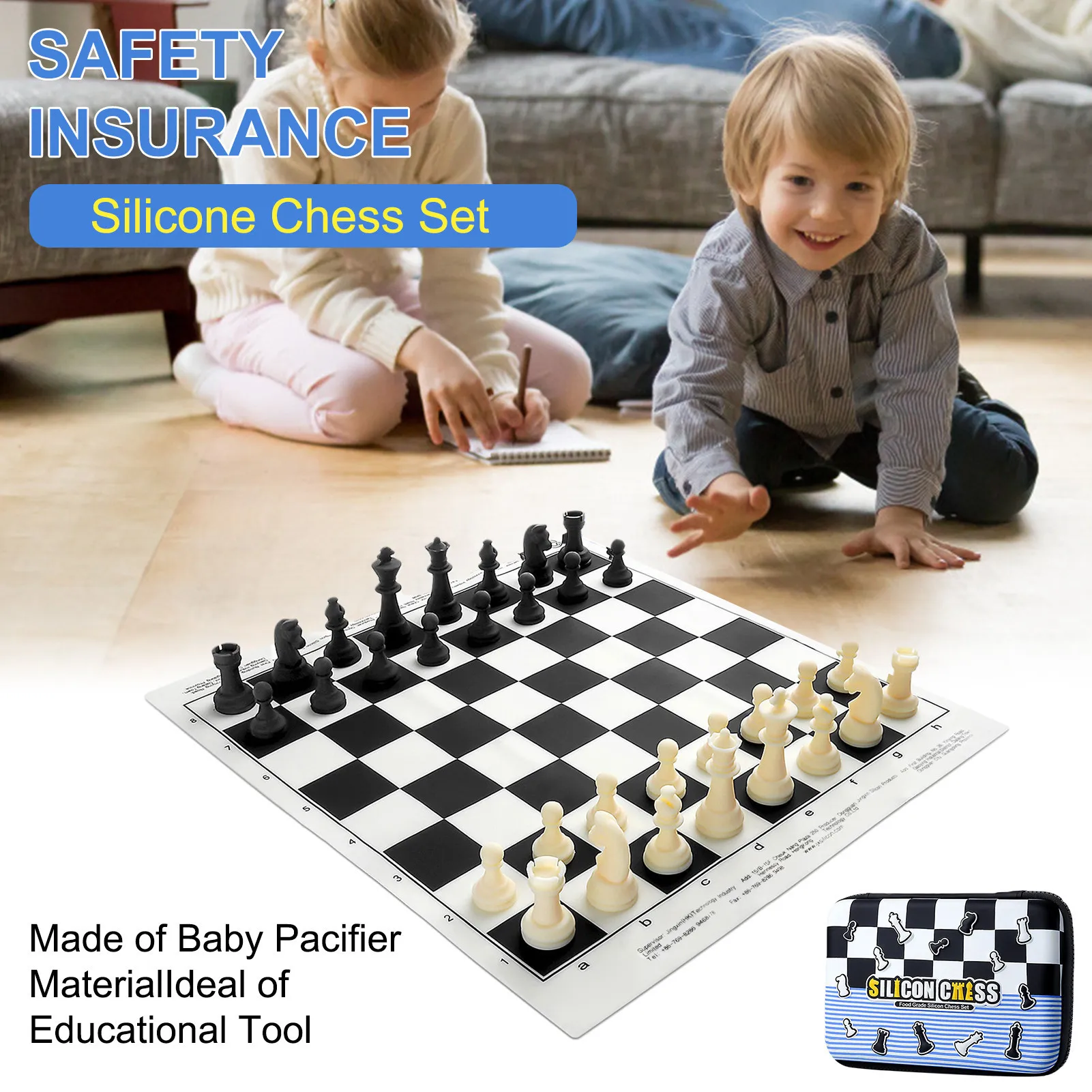 

International Chess Set With Storage Bag For Travel Chess Entertainment Toys Food Grade Silicone Material