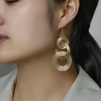 statement metal multi layer circle earrings exaggerated retro large round long earrings for women geometric pendant jewelry gift