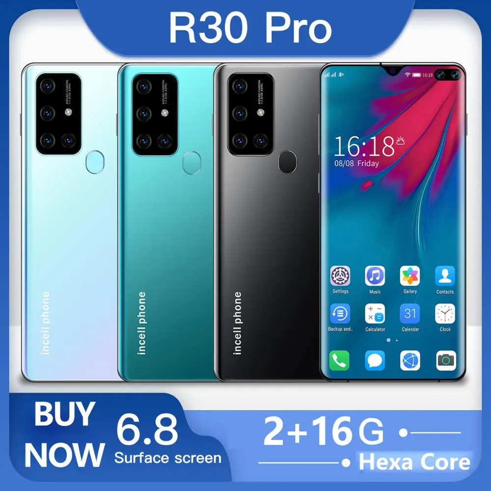 

Global Version SOYES R30 Pro 6.8Inch Curved Screen Smartphone 2GB+16GB Hexa Core Mobile Phone Face ID Unlocked Cell Phones