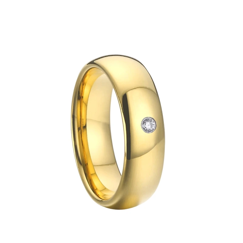 

wholesale 18k yellow gold plated tungsten rings for women 4mm with stone