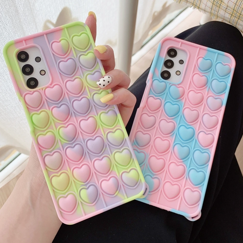 

Pop Fidget Toy Silicone Case For Samsung Galaxy A32 A12 A51 A71 A50 A10E A01 A11 A21 A30 Cases Push Bubble Relieve Stress Cover