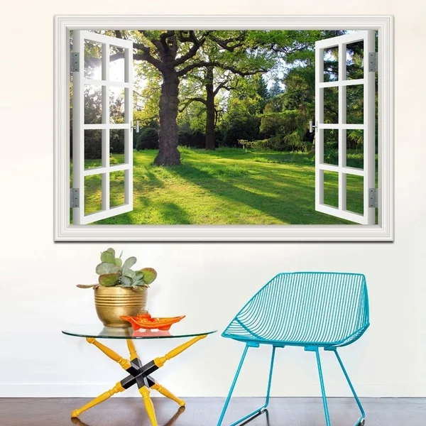 Креативная 3D искусственная рамка для окна обои с изображением свежего леса