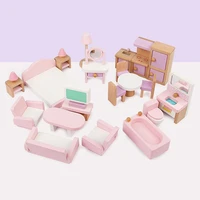 kids wooden simulation toys furniture pink suit bedroom living room educational toys pretend play interactive cognitive ability