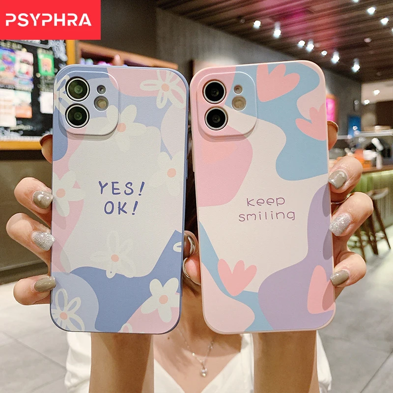 

Painting Yes OK Phone Case For iPhone 13 12 11 Pro Max Mini 7 8 Plus X XR XS Max Lens protection Straight Edge Back Cover Shell
