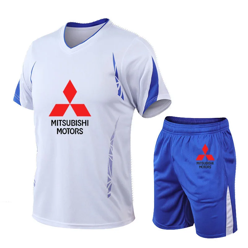 

Men's T-shirt + Shorts Set Summer Breathable Casual T shirt Running Set Fashion Harajuku Mitsubishi Printed Male Sport Suit