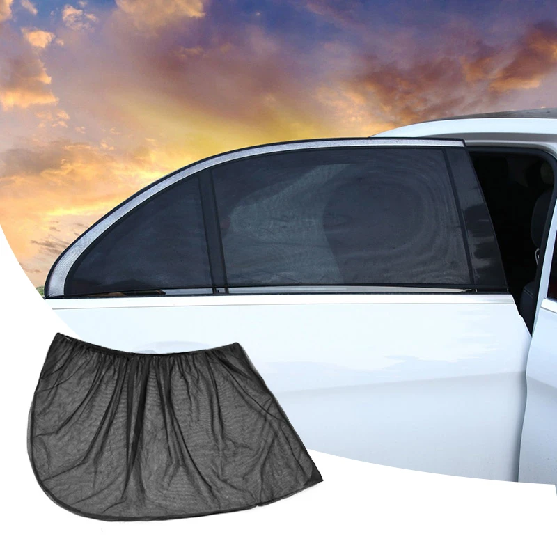 

2 PCS Car Windows Protective Film Black Mesh Heat Insulated Sunblocking Side Window Car Curtain Sunshade