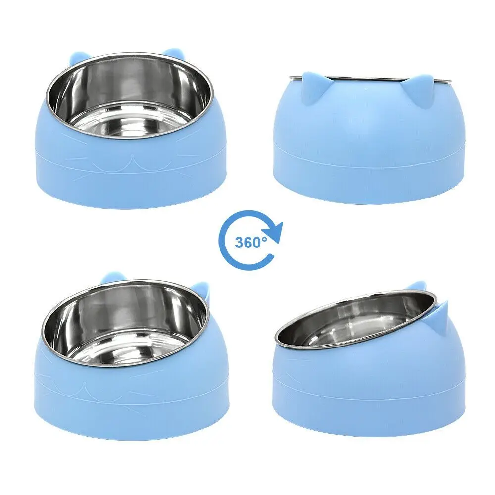 

Cute Cat And Dog Bowl To Protect The Cervical Spine 15 Degree Oblique Mouth Pet Stainless Steel Food Bowl For Cat Supplies