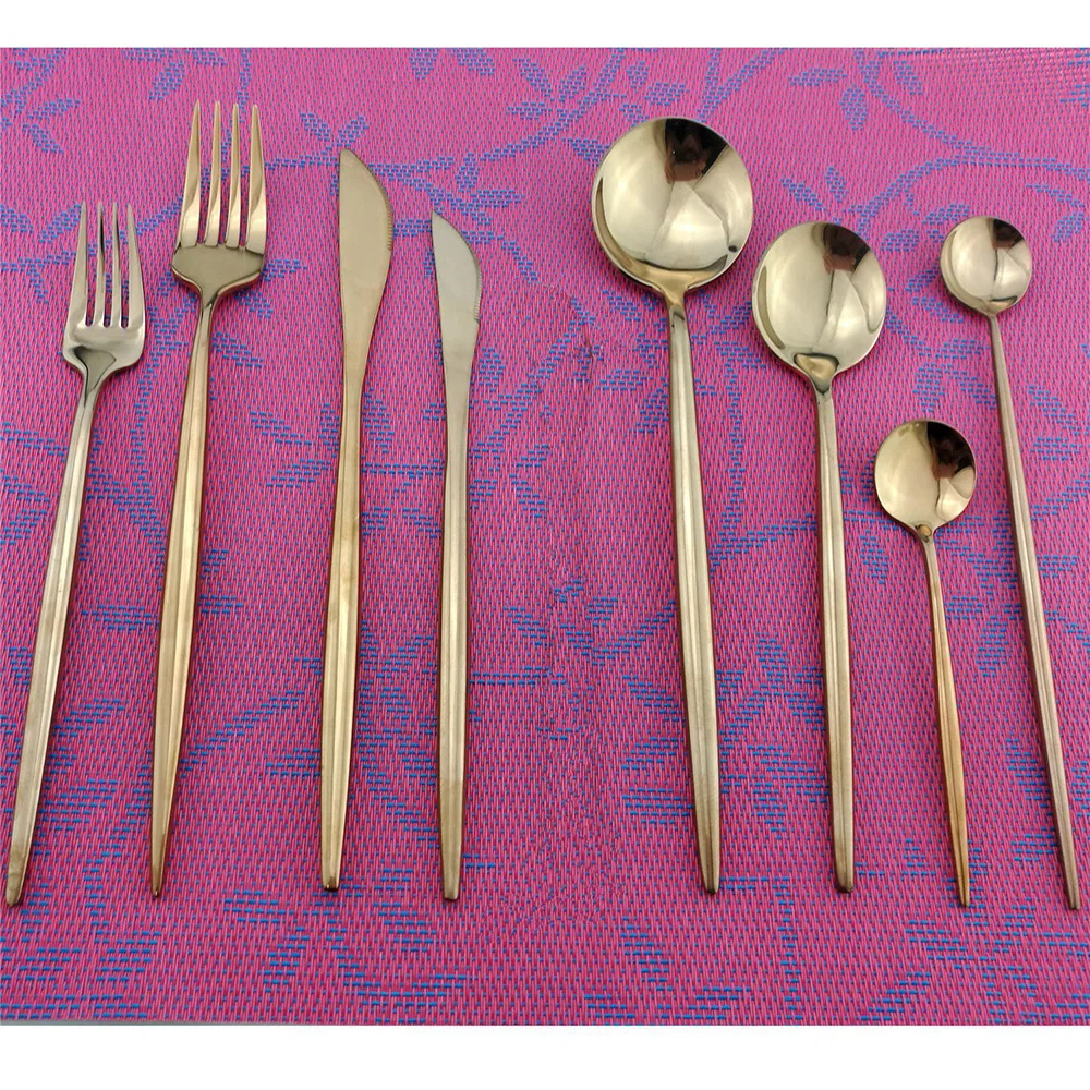 Кухонная утварь набор столовых приборов блестящее золото посуды 18/10 Нержавеющая