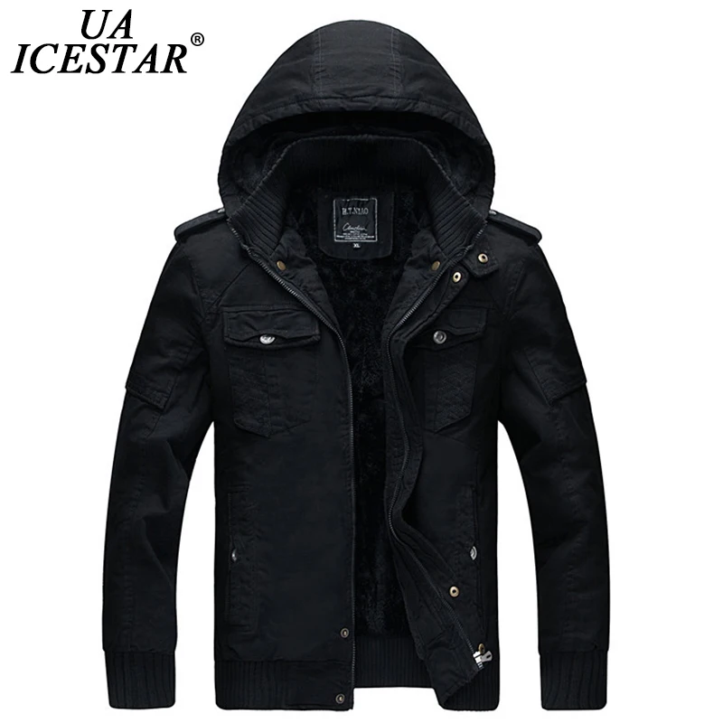 UAICESTAR Winter Jacket Men Thicken Warm Washed Cotton Brand Casual Fashion Slim Men Motorcycle Jacket L-5XL Large Size Clothing