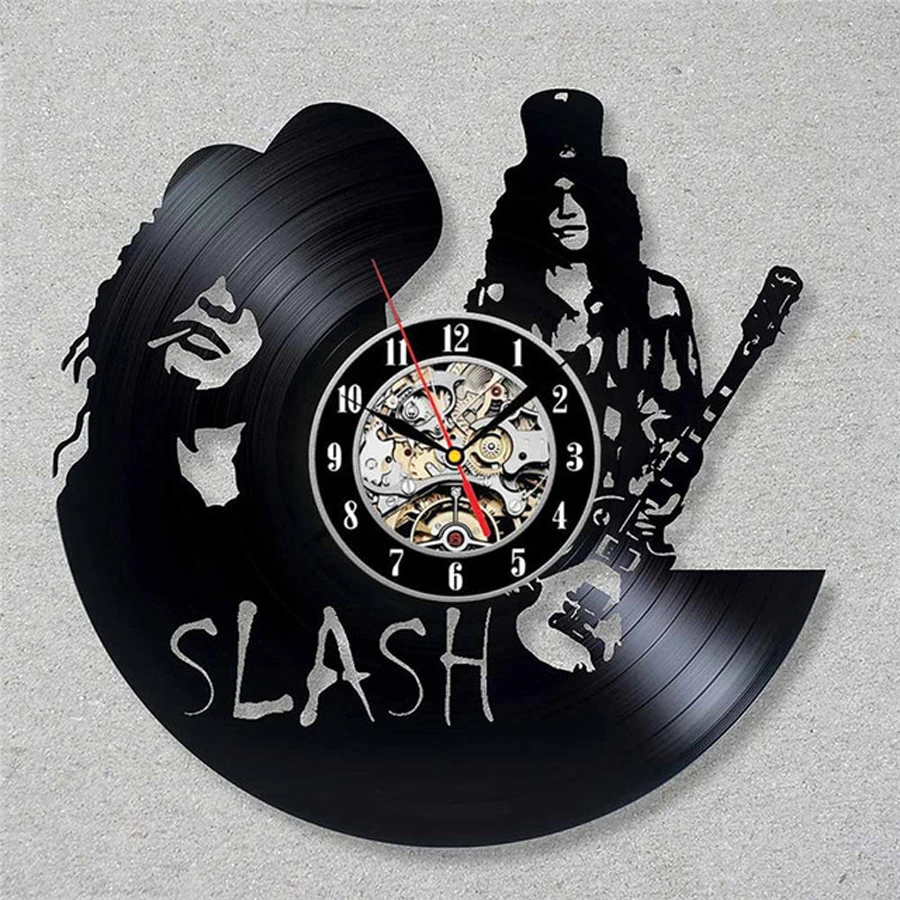 Guns N Rose Виниловая пластинка настенные часы современный дизайн Музыкальная Тема GnR Slash 3D наклейки винтажные часы в виде компакт-диска настенные часы домашний декор