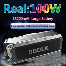REAL 100W Big-Power Home Theater Subwoofer Bluetooth Speaker Portable Outdoor Wireless Speaker TWS Stereo Sound With Power Bank