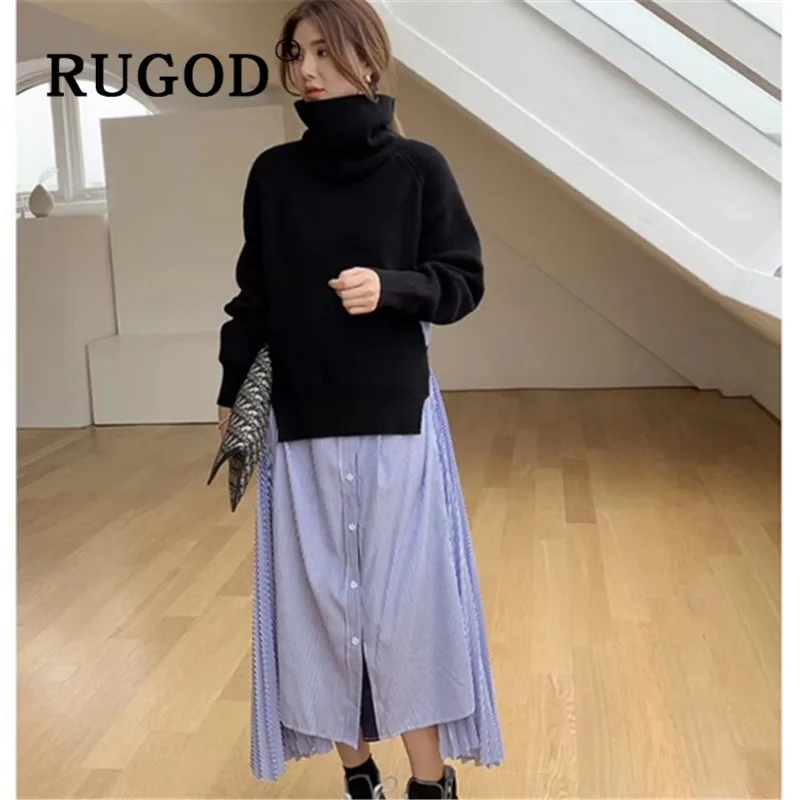 Женское платье макси с рюшами RUGOD Повседневное трикотажное большого размера плюс