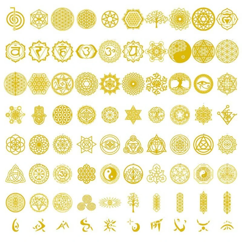 

80Pcs Sacred Geometric Copper Orgonite Sticker Flower Life Tree DIY Energy Tower Pyramid Material Epoxy Resin Art Crafts