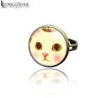 Кольцо унисекс, из бронзы, 30 мм, круглое, со стеклянным котом, регулируемое, 3522