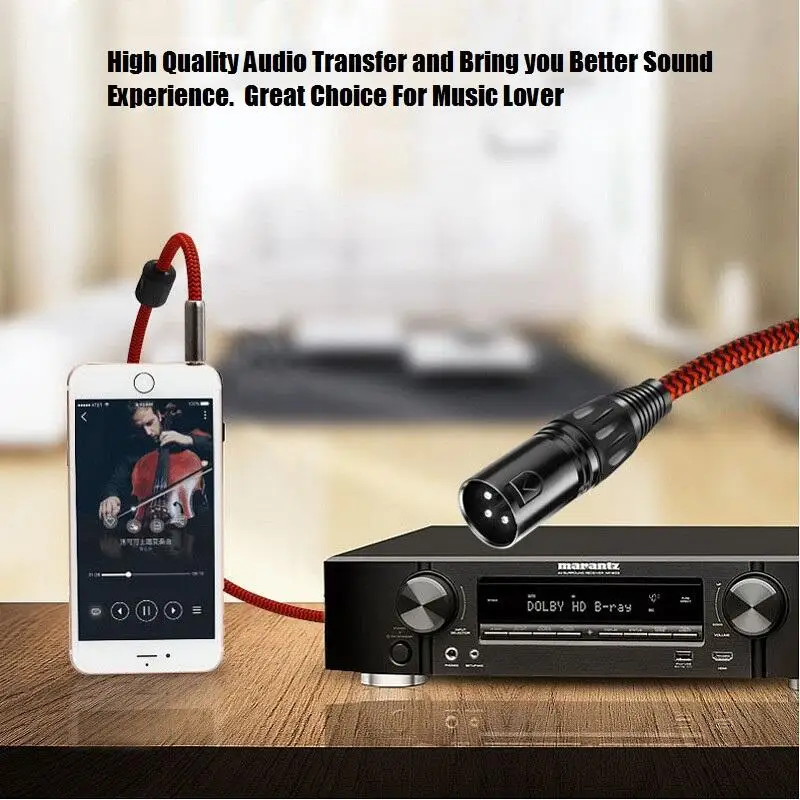 Hifi Stereo Aux Jack 3.5mm to XLR 3-Pin Male Audio Cable for Amplifier Mixer Console Home Theater Speaker System Shielded Cords |