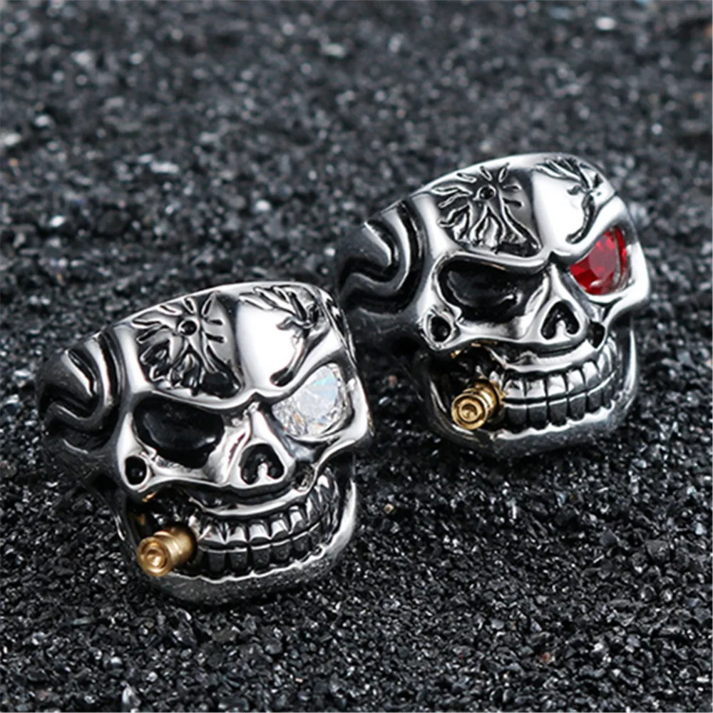 Мужское кольцо с черепом в готическом стиле Винтажное из нержавеющей стали панк