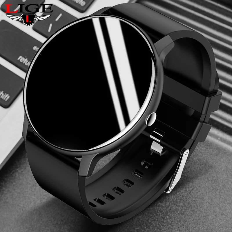 LIGE 2021 Новый смарт-часы для мужчин полный сенсорный экран Спорт Фитнес часы IP67 водонепроницаемый смарт-часы с Bluetooth для мужчин для Xiaomi Huawei