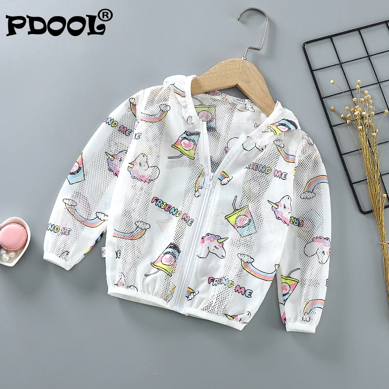 

Summer Children's Sunscreen Clothing Beach Skin Clothing Baby Breathable Hooded Zipper Sunscreen Clothing Children's Clothing