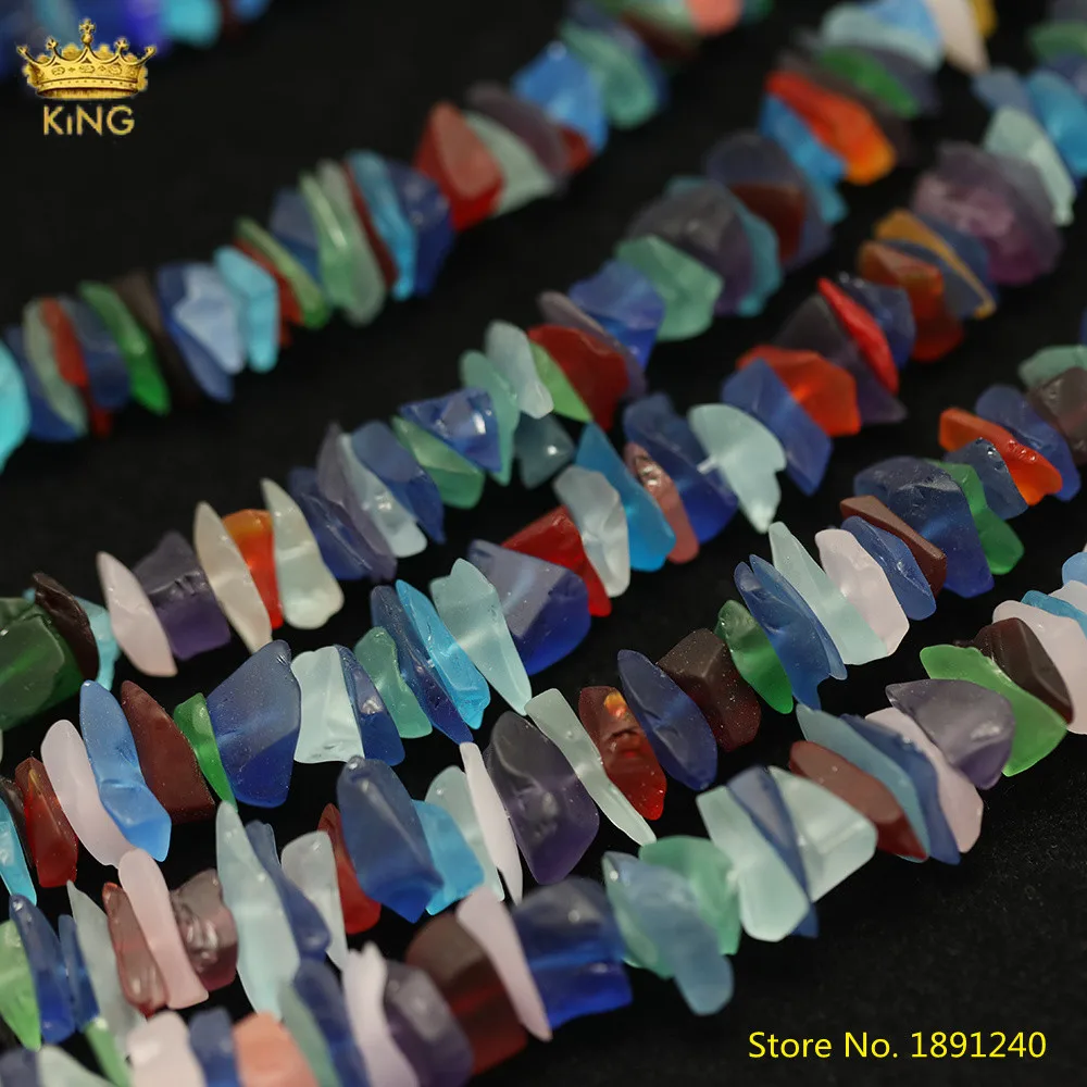 15.5Inch/Strand Natural Rainbow Color Matted Glass Nugget Chip Loose Beads Pendant Jewelry Drilled Charms For Necklace DIY | Украшения и