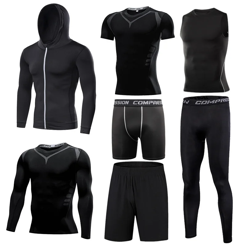 Men's Tight Sports Suit Gym Fitness Compression Tracksuit Running Sport Set Jogging Sportwear Workout Sports Clothing Rash guard