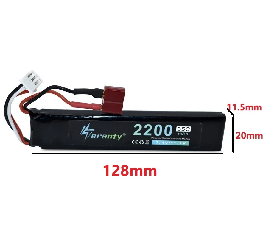 

Upgrade Power Water Gun 2S 7.4V 2200mAh 35C Lipo Battery for AKKU Mini Airsoft BB Air Pistol Electric Toys RC Parts M4/AK #128mm