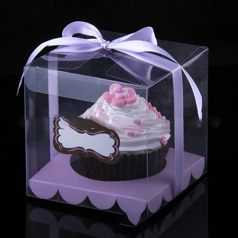 12pcs Transparent Cake Box Flower Gift Birthday Party Anniversary Dessert Storage Boxes Pvc Packaging 9x9x9cm | Дом и сад