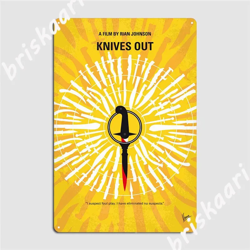Knives Out Metal Sign Club Party Retro Wall Decor Tin Poster | Plaques &amp Signs