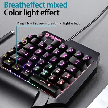 SeynLi RGB Keyboard And Mouse Set One-Handed Gaming Keyboard Mouse Mini Keypad Combo for Laptop PC Mobile Phone Game Controller 5