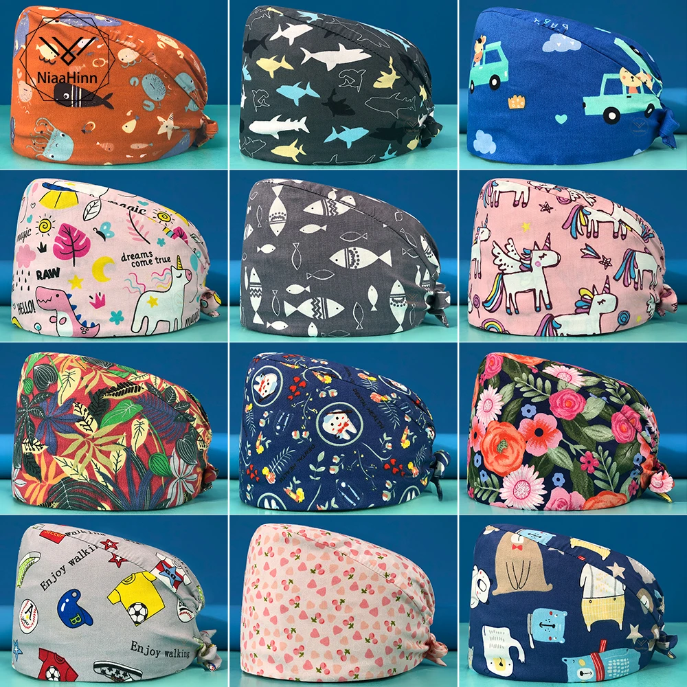 

Men's Doctor Work Women Nurse Hospital Doctor Clinical Surgery Cap Pharmacy Care Hat Pet Dentist Cleaning Accessories Scrub Caps