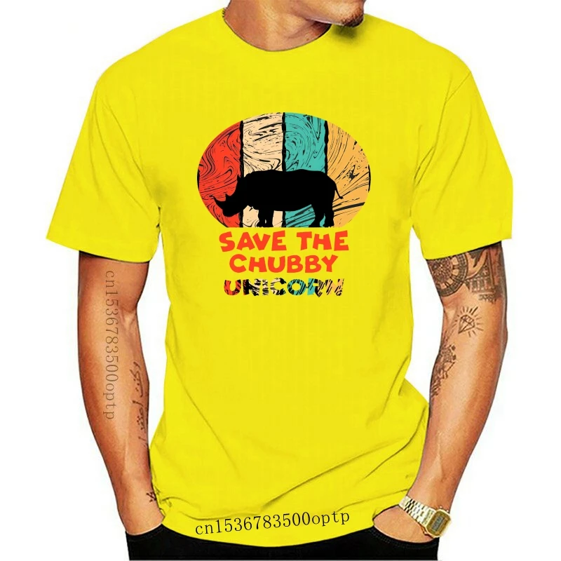 

Save The Chubby Unicorns Tshirt Retro Rhino T-shirt Men Cool Short Sleeves Cotton T Shirt O-neck rhinoceros Tees