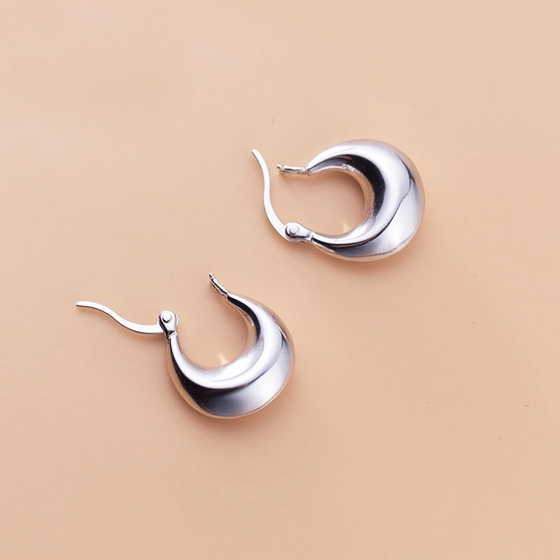

MloveAcc Solid Real 925 Sterling Silver U Shape Drop Earrings Fashion Women Lady OL Costume Jewelry Party