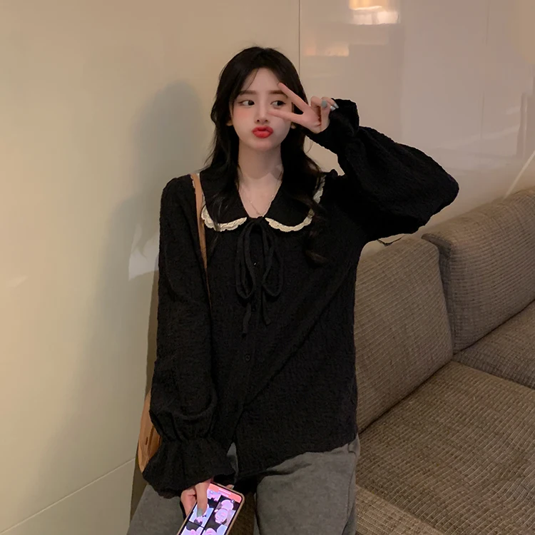 

Female Turn-down Collar Sweet Style Loose Spring Autumn Korean Clothes Ladies Tops Fashion Brand Women's Clothing Shirts New