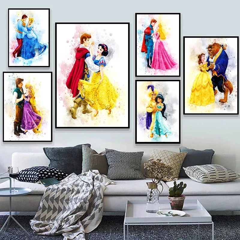 

Настенная Картина на холсте «Принцесса Диснея», постеры и принты из скандинавского аниме, декор для комнаты, картины для гостиной, детской к...