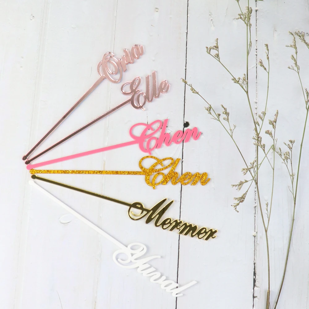 Персонализированная вращающаяся палочка для свадебного душа зеркальные золотые