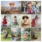 MEIVN алмазная живопись своими руками, милый маленький ребенок, полноразмерная Алмазная вышивка, детский пейзаж, картины, Набор для творчества