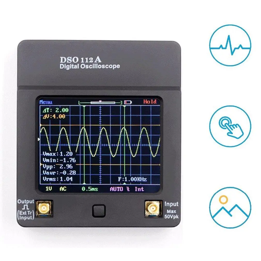 

Портативный цифровой осциллограф DSO112A, мини-осциллограф TFT с сенсорным экраном, портативный USB-осциллограф, 2 МГц, 5 млн выборок в секунду