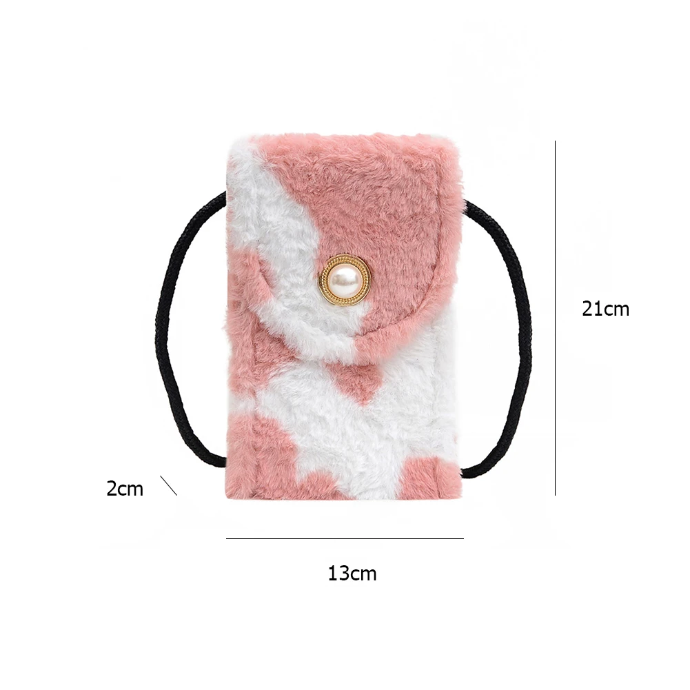 

Youth Ladies Simple Versatile Bag Autumn Plush Shoulder Mini Tote Handbag Female Portable Mini Messenger Money Bag