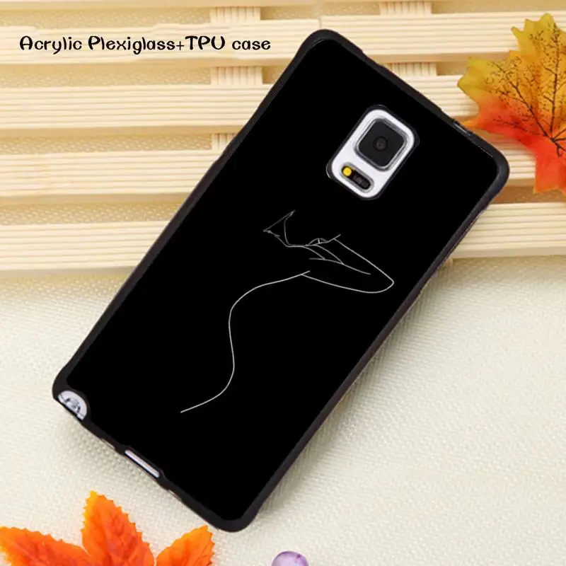 

Fashion Art Line Girl Body Phone Case Acrylic Plexiglass TPU For Samsung Note20 10 9 8 7 5 Pro ULTRA