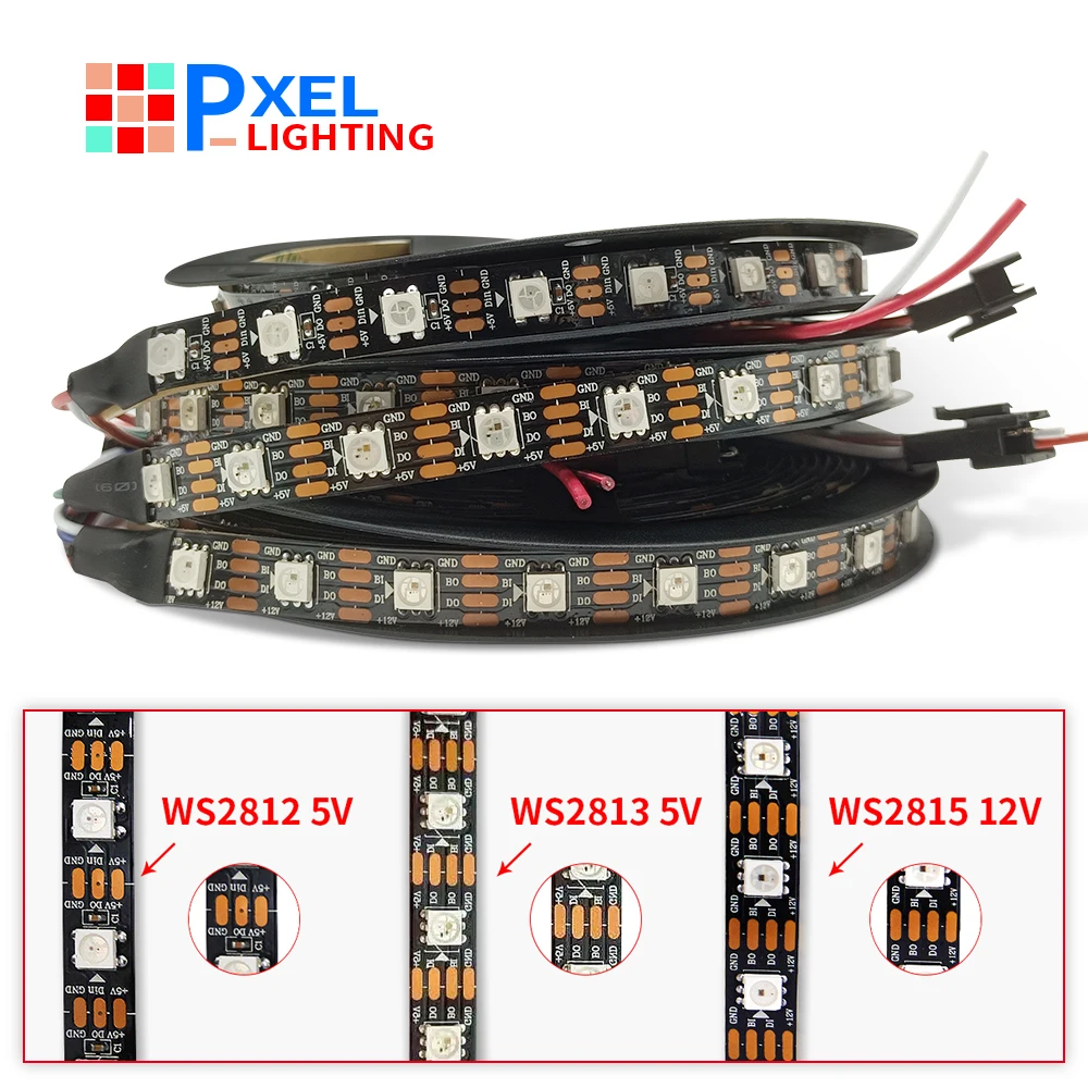 

WS2815 WS2812B WS2813 LED light strip 5050 lamp beads neon sign smart pixels addressable dual signal RGB full color LED strip