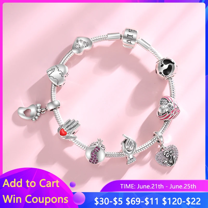 Серебряное пустое сердце 925 пробы прекрасный детский кулон с принтом ног