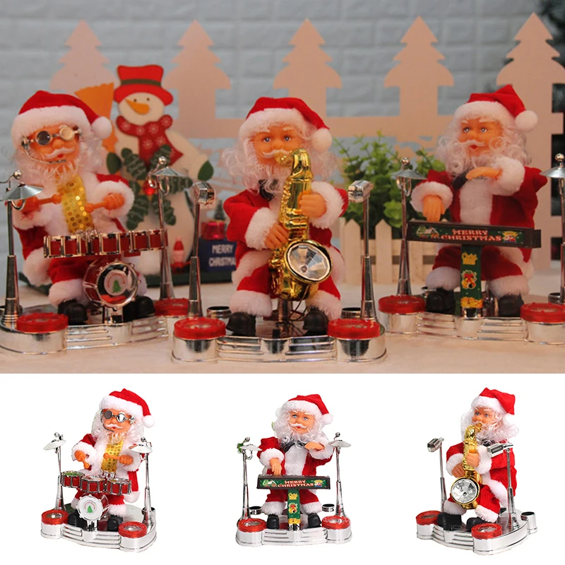 

2022 Electric Music Santa Claus Doll Stage Drums Guitar Piano Christmas Toys Xmas Home Party Decoration Pendant Children Gifts
