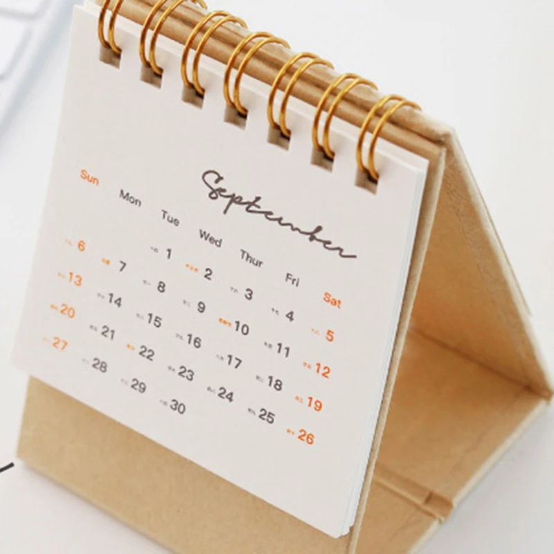 

2021 Simple Solid Color Mini Calendar Creative Portable Desktop Calendars Notebook Daily Schedule Planner