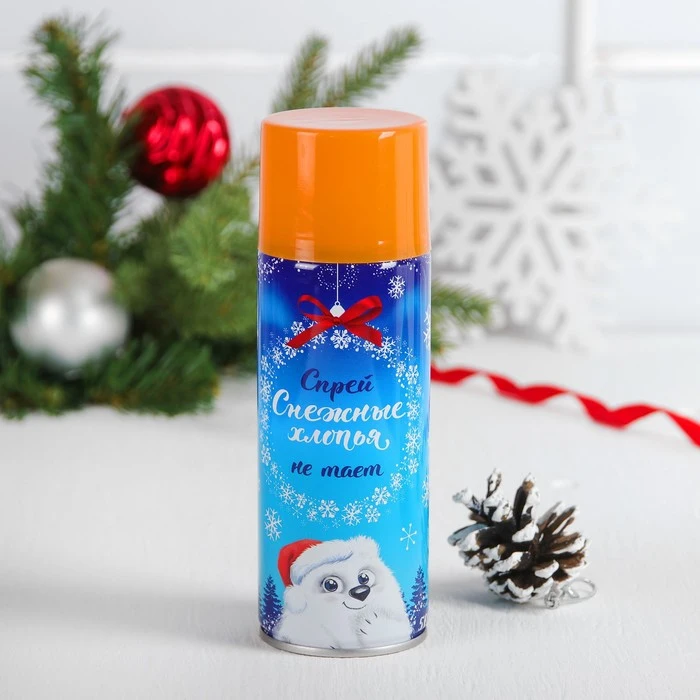 Спрей снег 500 мл нетающие цвет оранжевый|Искусственный и снежинки| |