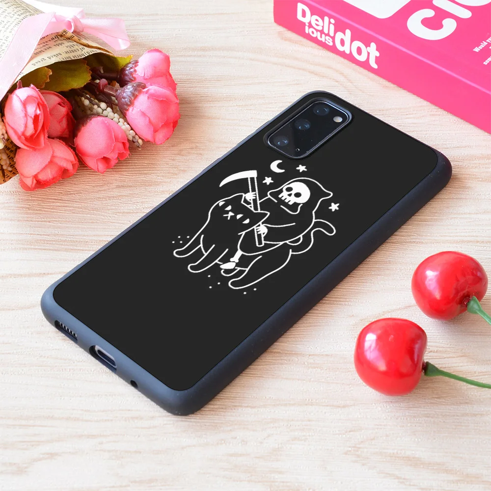 

For Samsung Galaxy Death Rides A Black Cat Print Soft Matt Phone Case