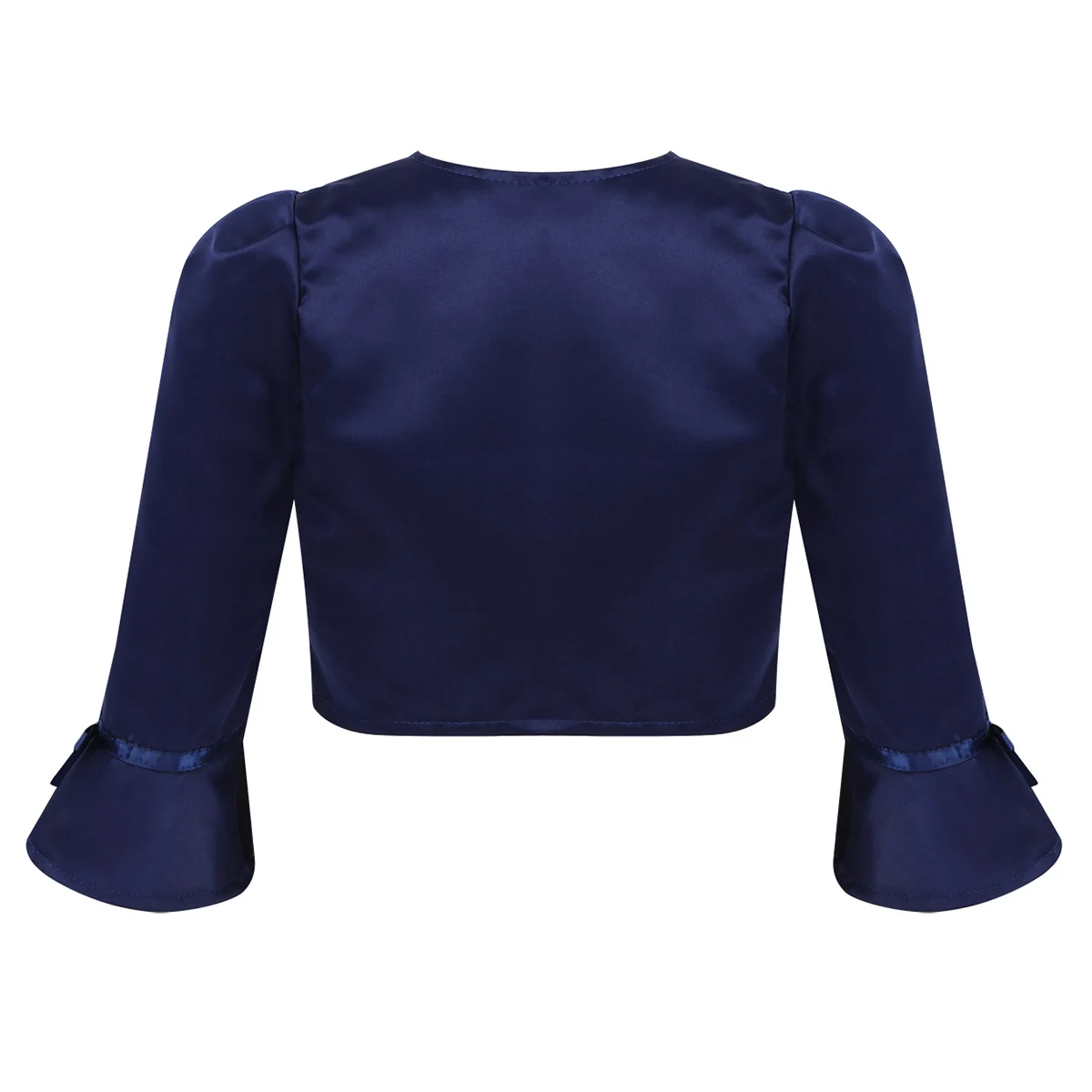 Детское болеро с расклешенными рукавами для девочек однотонное сатиновое