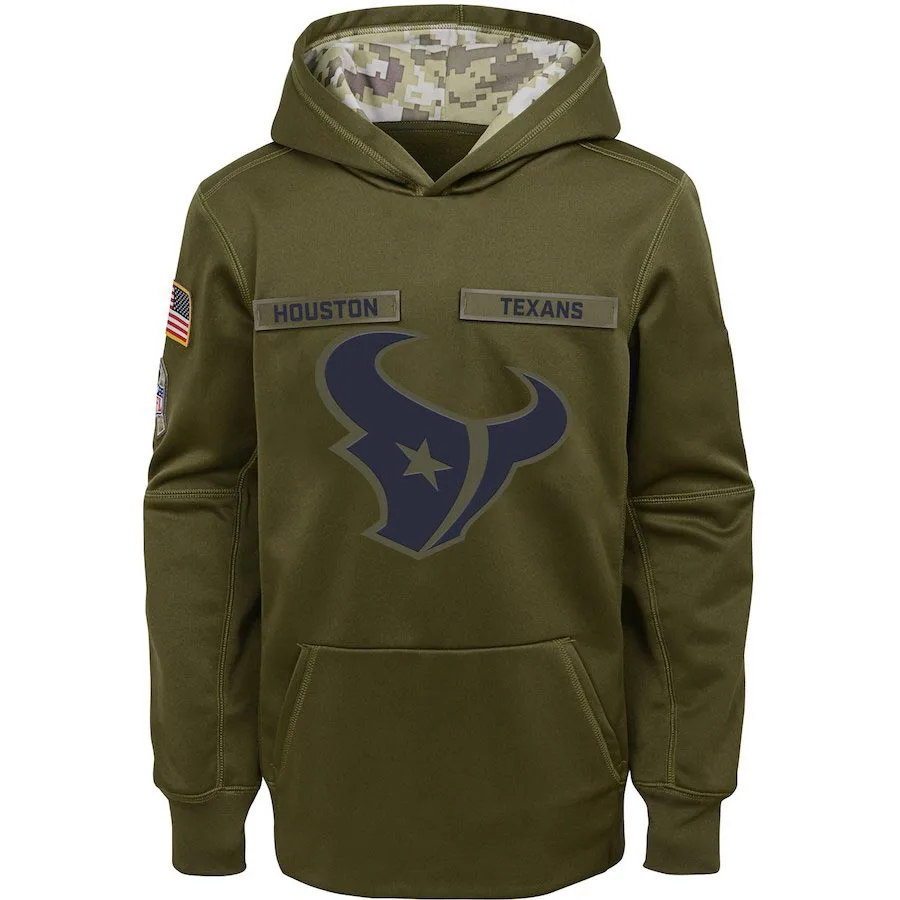 

Houston Youth Salute to Service Texans Green Pullover Performance Hoodie