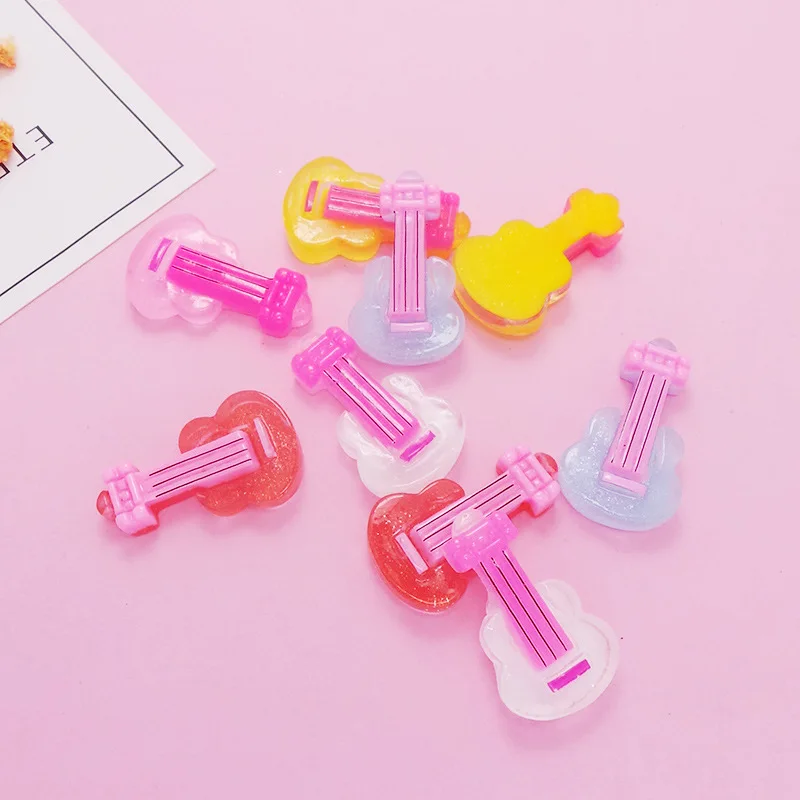 50 шт. блестящая мини гитара кабошоны из смолы с плоским основанием украшения