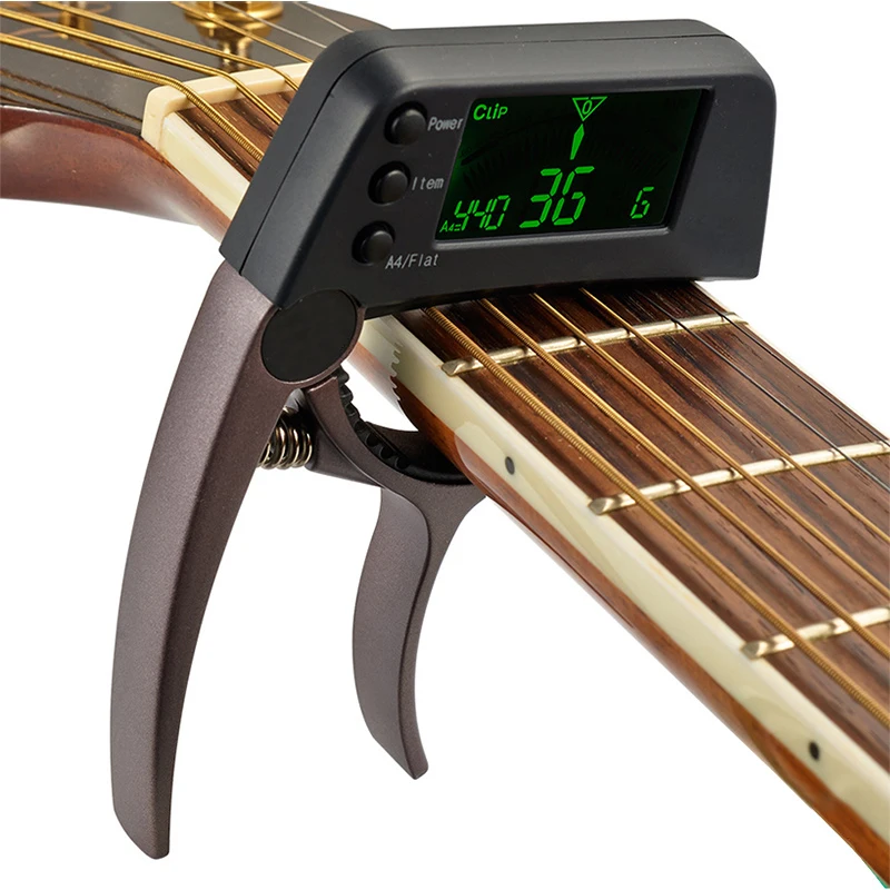

Guitar Capo Tuner Zinc Alloy 2 in 1 with LCD Clamping for Acoustic Folk Electric Guitar HB88