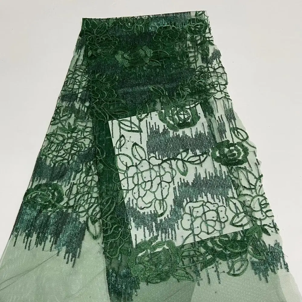 

Soso French Embroided Sequins Lace Fabric Bridal Sequence Embroidery Elegant African Nigerian Latest Design Style High End